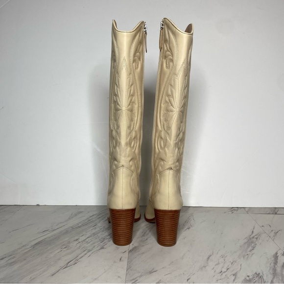 New! Schutz Maryana Western Leather Tall Block Heel Boot 5B - Picture 3 of 15